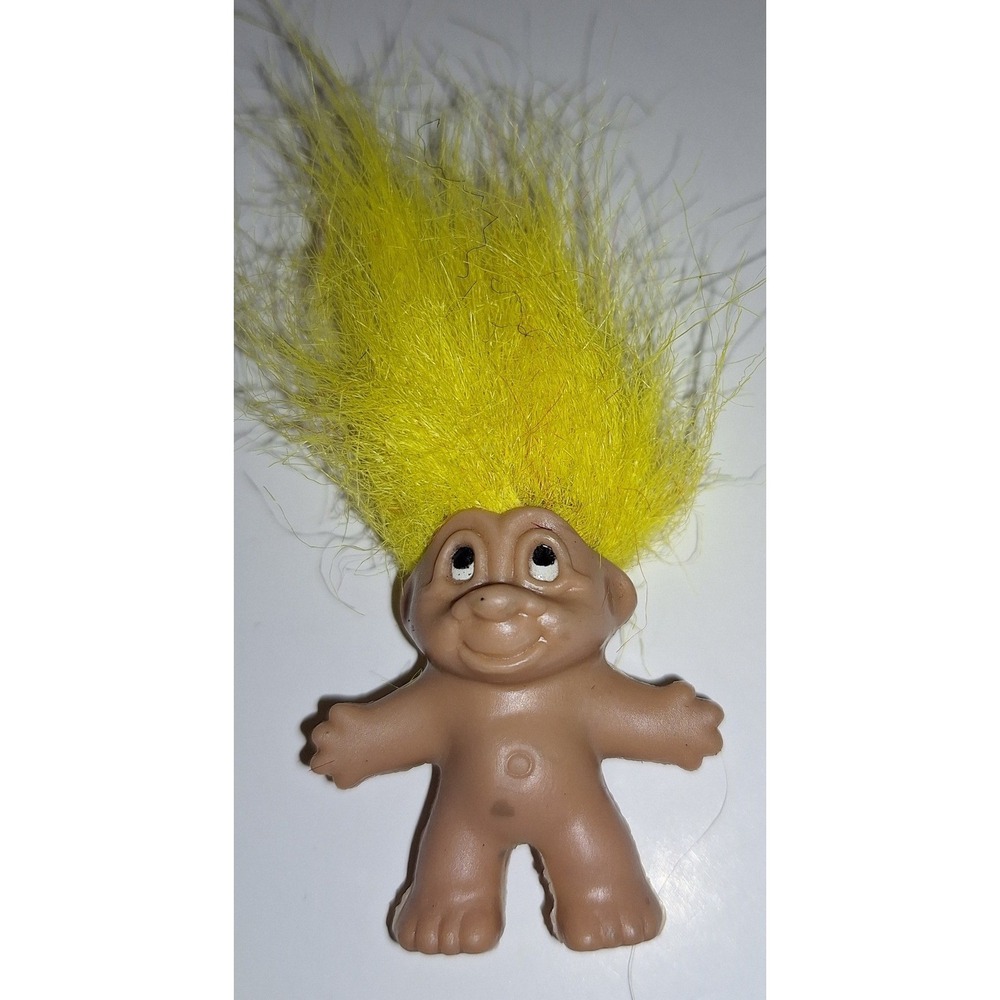 Vintage 1989 Dam Troll Doll‎ Yellow Hair 3 Inch Collectible PVC Figure Retro Toy